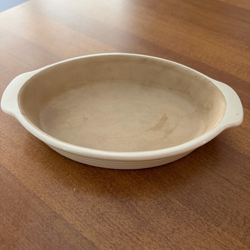 Pampered Chef Family Heritage Small Oval Baker Casserole Glazed Stoneware  8"